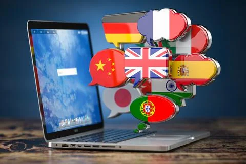 Global communication, dictionary, translating  and learning languages onlin.. Stock Illustration