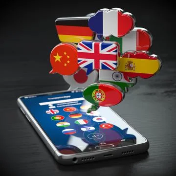 Global communication, dictionary, translating  and learning languages onlin.. Stock Illustration