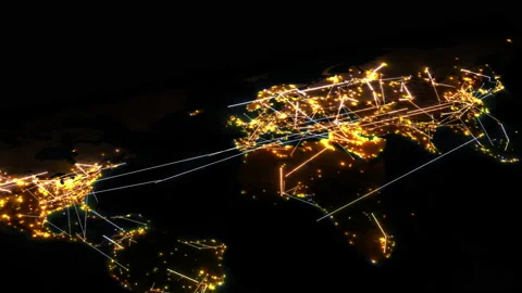 Global communication. Earth map. Modern technologies bring people together. Stock Footage 231213942
