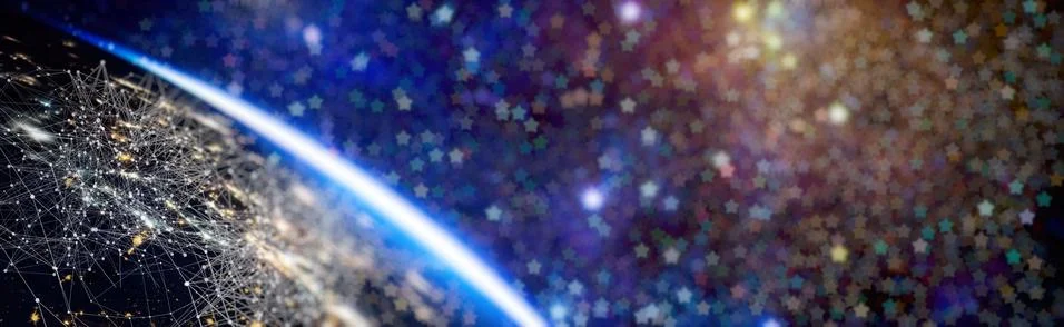 Global communication , Global network space with connected system Stock Illustration