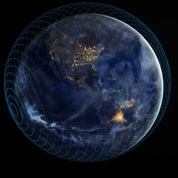 Global communication , Global network space with connected system Stock Illustration