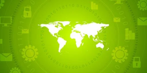 Global communication green tech vector design Illustrazione stock