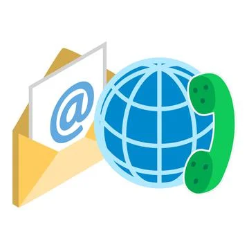 Global communication icon isometric vector. Globe grid email telephone receiver Stock Illustration