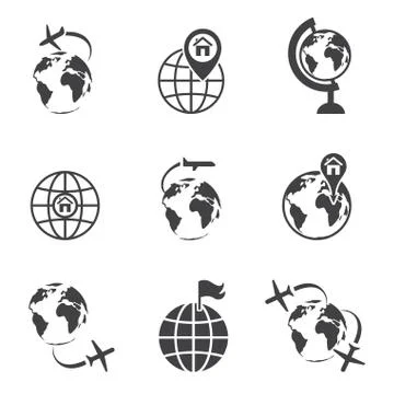 Global communication icon set Stock Illustration