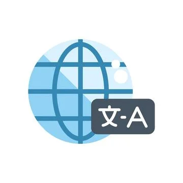 Global communication icon showing translating and different languages Stock Illustration