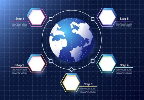 Global communication infographic chart design template 스톡 일러스트