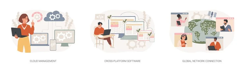Global communication isolated concept vector illustration set. 库存插图