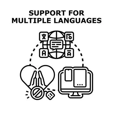 Global communication with multiple language integration software Stock Illustration