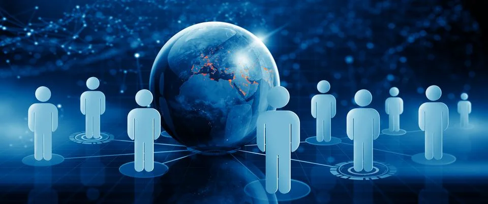 Global communication network and Network community concept. Stock Illustration