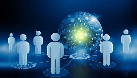 Global communication network and Network community concept. Stock Illustration