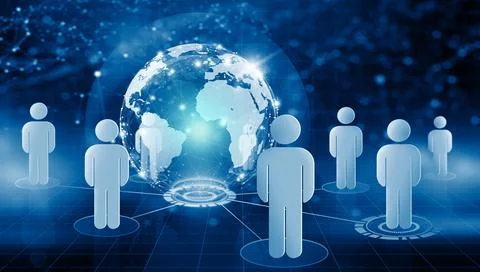 Global communication network and Network community concept. 스톡 일러스트