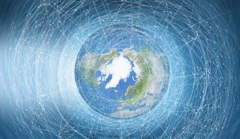 Global communication network around planet earth concept series Stock Illustration