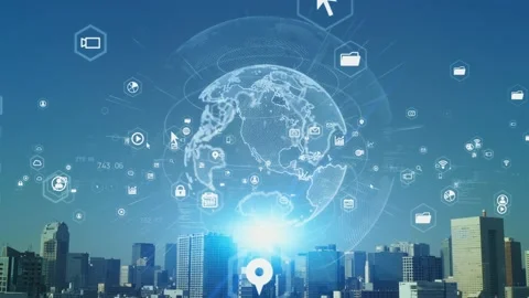 Global communication network concept. Digital transformation. DX. Stock Footage 159684172
