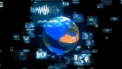 Global communication network concept. Planet earth and graphical user interface. Stock Footage 127291194