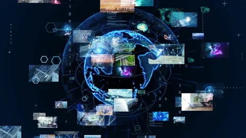 Global communication network concept. Planet earth in cyberspace. Stock Footage 133556316