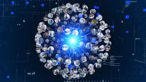 Global communication network concept. Planet earth in cyberspace. Stock Footage 133556317