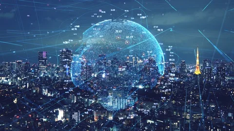 Global communication network concept. Smart city. Stock Footage 111954419