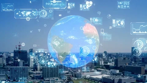 Global communication network concept. Smart city. Stock Footage 135855646