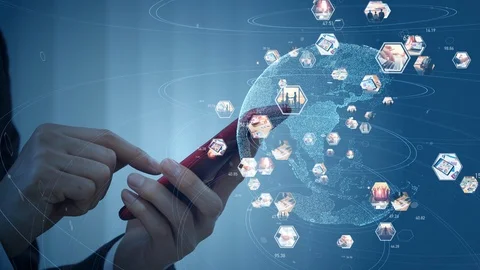 Global communication network concept. Social media. Worldwide business. Stock Footage 124730361