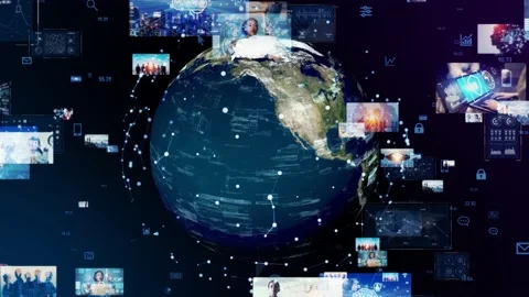 Global communication network concept.  Video distribution. Digital contents. Stock Footage 167813891