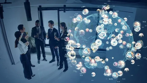 Global communication network concept. Worldwide business. Human resources. Stock Footage 128093633