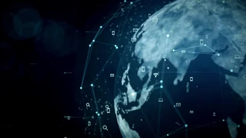Global communication network. globe with dot connect concept Environmental Big Stock-Footage 334651969