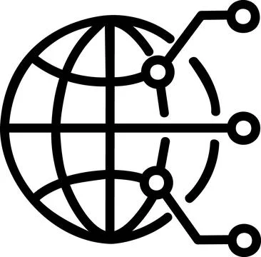 Global communication network globe line icon Stock Illustration