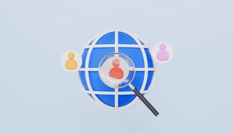 Global communication network, internet communication, globe with a person Stock Illustration