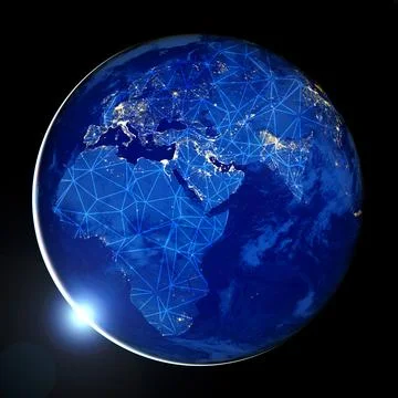 Global communication network over the world. Elements of this image furnish.. Stock Illustration