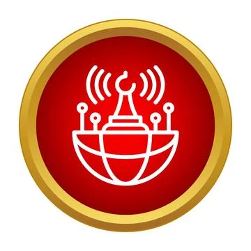 Global communication network tower transmitting wireless signal icon Stockillustratie