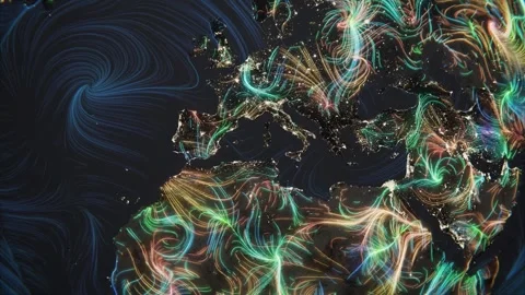 Global communication network, visualization of data exchange, digital Stock Footage 290143841