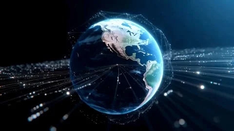 Global Communication Network Visualization with Data Streams Connecting Ear.. Stock-Footage 321948480
