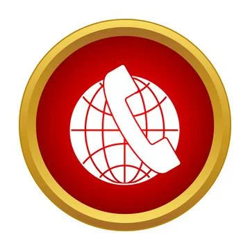 Global communication phone call concept red button Stock Illustration