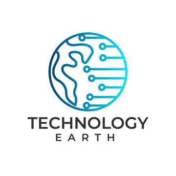 Global communication technology abstract logo design vector template linear s Stock Illustration