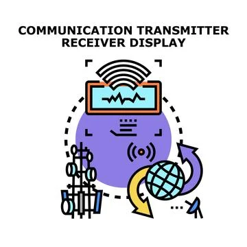 Global communication technology transmitting receiving display signals Stock Illustration