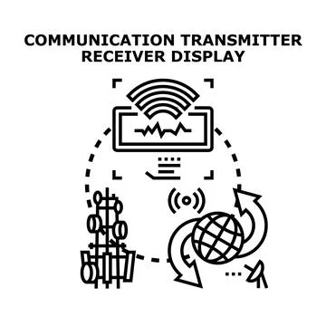 Global communication technology transmitting receiving display signals Stock Illustration