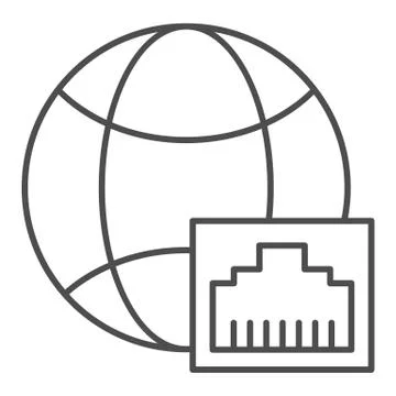Global communication thin line icon. Globe and network vector illustration 스톡 일러스트