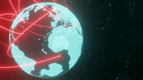 Global communication through a network Digitalization Concept Global Technology. Stock-Footage 334651986