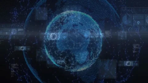 Global communication through a network Digitalization Concept Global Technology. Stock-Footage 334652583