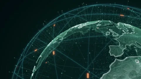 Global communication through a network Digitalization Concept Global Technology. 库存影片 334652595