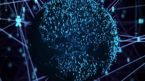 Global communication through a network Digitalization Concept Global Technology. Stock-Footage 334652614