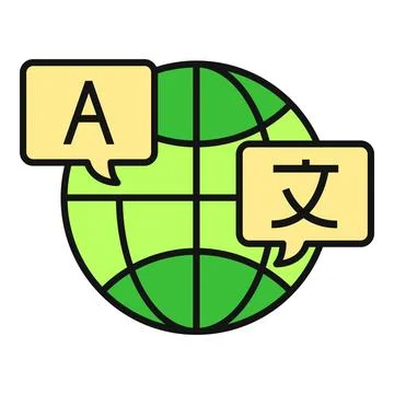 Global communication translating languages with speech bubbles icon Stock Illustration