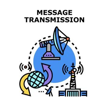 Global communication transmitting with satellite and network tower Stock Illustration