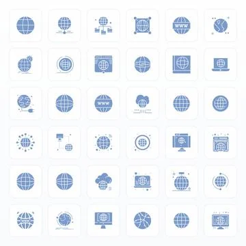 Global Communication Vector Icon Collection featuring 36 Detail Enhanced 12.. Stock Illustration