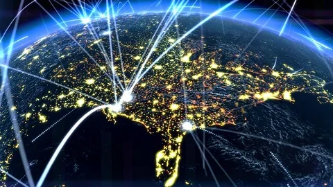Global communication. Virtual earth communications and transmissions. Stock Footage