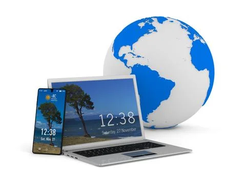 Global communication on white background. Isolated 3D illustration Stock Illustration