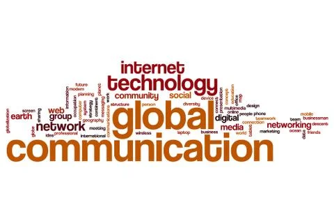Global communication word cloud Illustrazione stock
