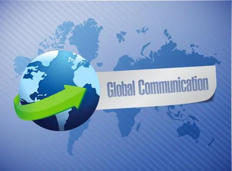 Global communication world map illustration design over a blue background Illustrazione stock