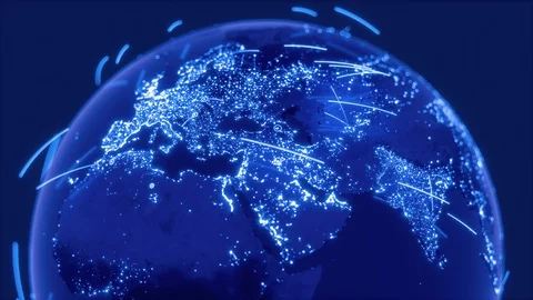 Global Communications And City Connections (World Map Courtesy Of NASA) Stock Footage
