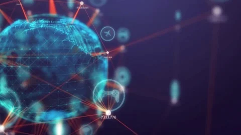 Global communications connect technology Icon on 3D space, Technology Concept Stock Footage 267225860